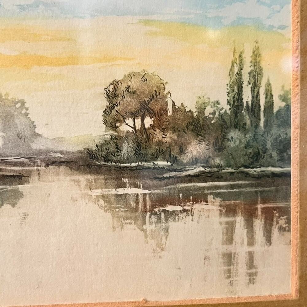 Vintage Collectable Landscape Lithograph Print Framed 19x17" By L Benard - Picture 16 of 16